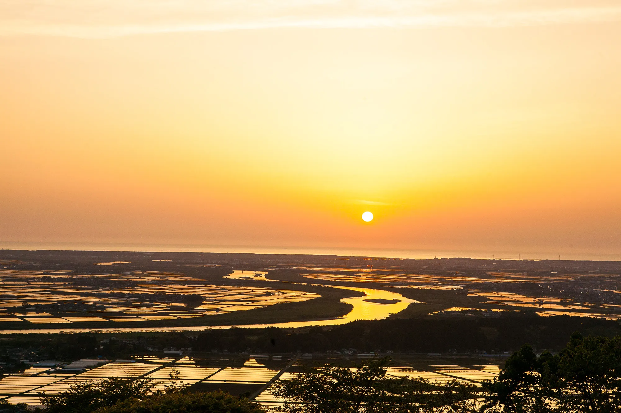 庄内の風景　夕焼け